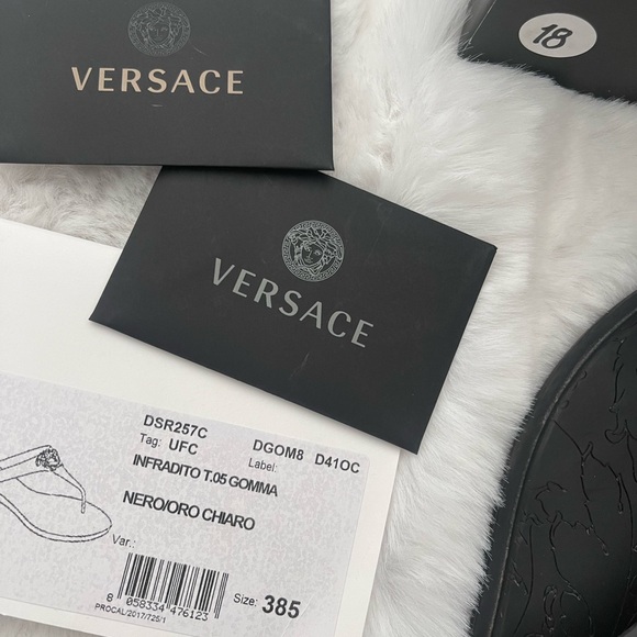 Versace Black and Gold Sandals with Medusa Emblem